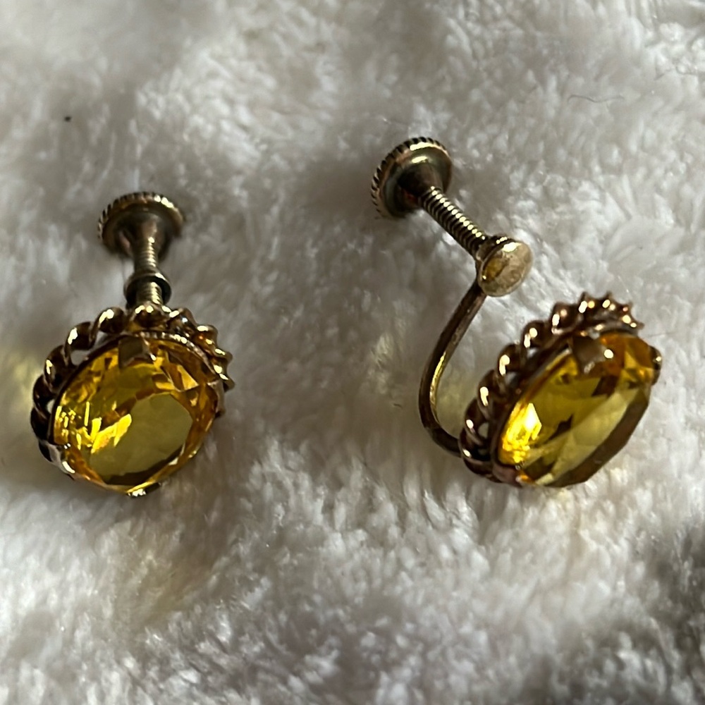 Vintage sterling earrings faux citrine